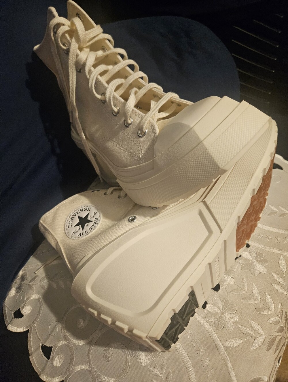 Converse Women's Platform Heeled Boots in Cream